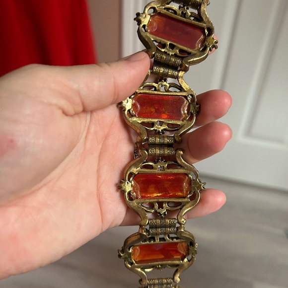 EDWARDIAN SELRO Vintage bronze and orange Bracelet 7 inches 🧡 HOST PICK - Picture 6 of 8